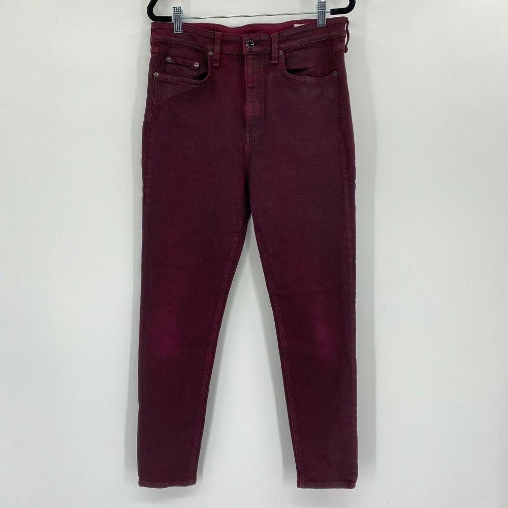 Rag & Bone Nina High-Rise Ankle Skinny Stretch Jeans Burgundy Women's Size 30